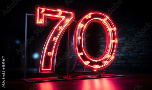Neon glowing numbers on a dark background.