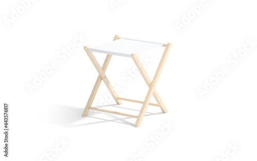 Blank white camp folding stool mockup, side view