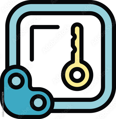 Travel cycling lock icon outline vector. Bike safety. Cycle street color flat