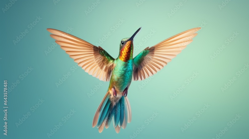 Fototapeta premium Graceful Hummingbird in Mid-Flight: Vibrant Wings and Agile Movements