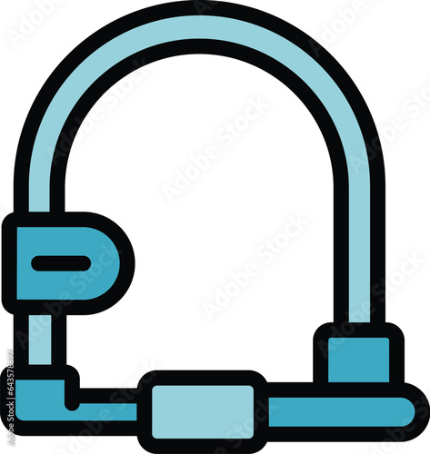 Chain cycling lock icon outline vector. Safety lock. Street app color flat