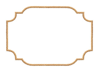Brown western rope in frame shape on white background