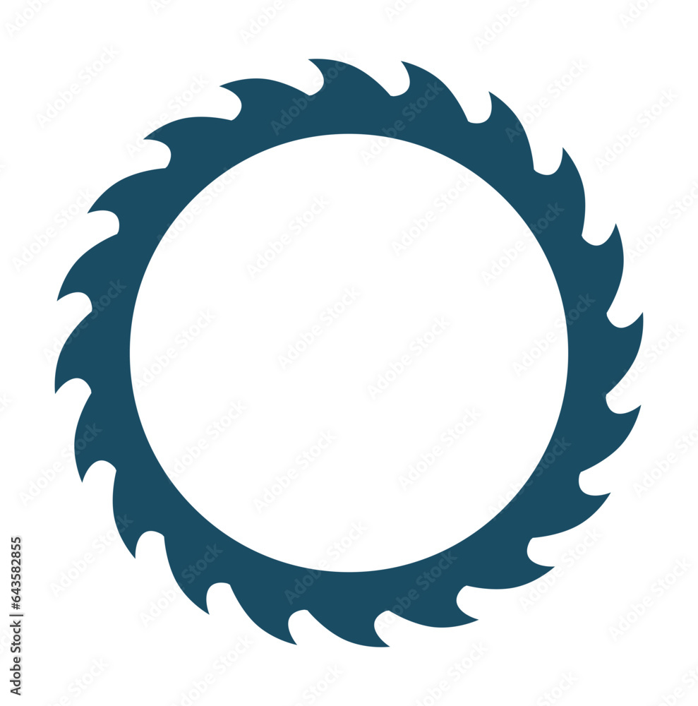 Saw blade name monogram, frame svg cut file. Isolated vector illustration. Stock Vector Adobe