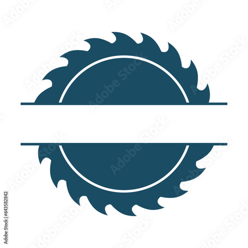 Saw blade split name monogram, name frame svg cut file. Isolated vector illustration.