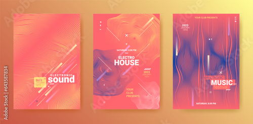 Electronic Dance Music Flyer. Techno Party Poster. Abstract 3d