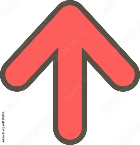 上向きの赤い矢印のシンプルなイラスト