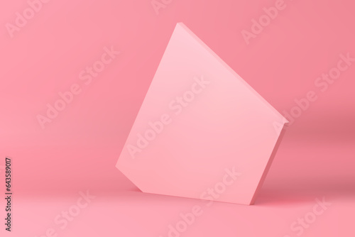 Pink 3d pentagonal wall geometric background mock up for cosmetic product show presentation vector