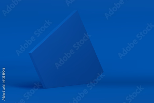 Blue modern 3d wall pentagonal background for commercial product presentation realistic vector