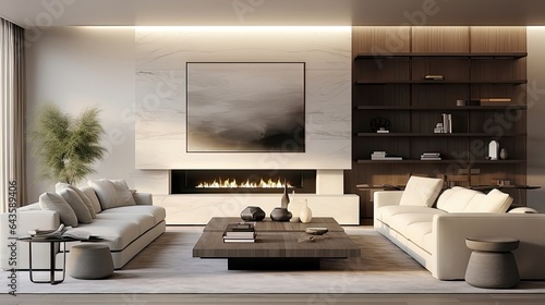 Sleek Elegance  A Minimalistic Living Room Showcase. Generative AI 7