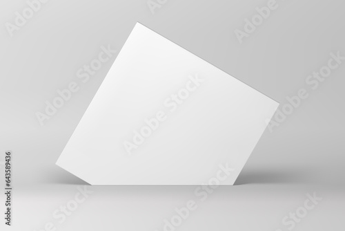 White 3d geometric abstract wall pentagonal neutral background for product presentation vector