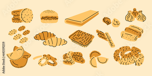 Semi-finished products colorful icons.