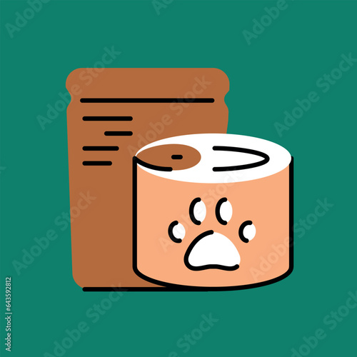 Pet food packaging black line icon.