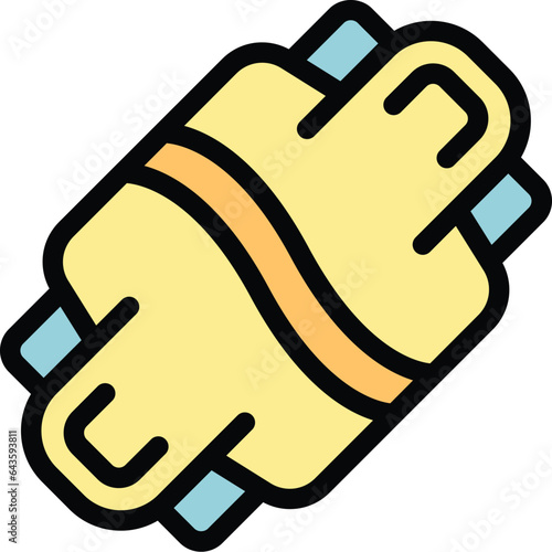 Retro longboard icon outline vector. Skate board. Deck activity color flat