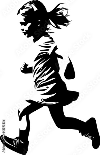 Silhouette d'une fillette qui court