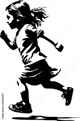 Silhouette d'une fillette qui court