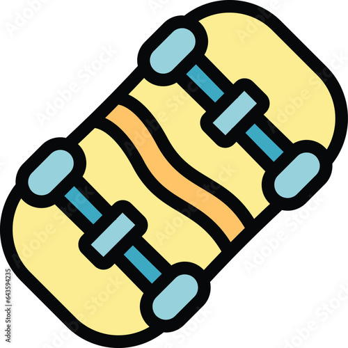 City longboard icon outline vector. Skate design. Deck activity color flat