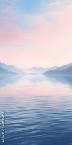 Ripples of tranquil lake with minimalistic ripples spreading across the surface. Soft, pastel colors. © tashechka