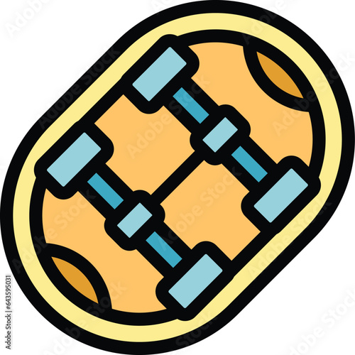 Decorative longboard icon outline vector. Activity sport. Urban shape color flat