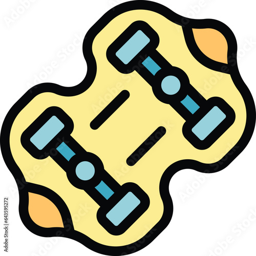 Active longboard icon outline vector. Skate activity. Sport city color flat