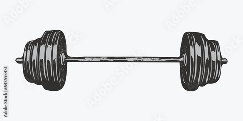 Vintage retro powerlifting bodybuilding gym fit sport barbell. Helathy strong inspiration. Graphic Vector.