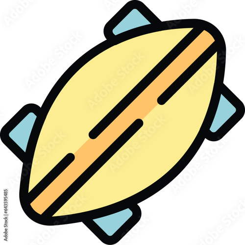 Hipster longboard icon outline vector. Sport activity. Sport retro color flat