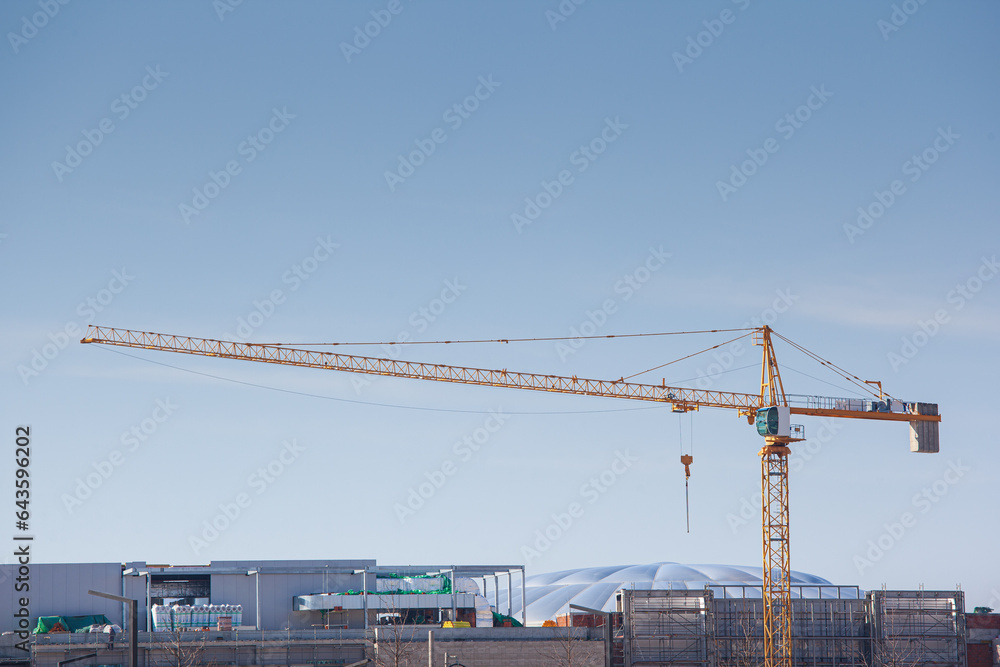 Big construction site with cranes