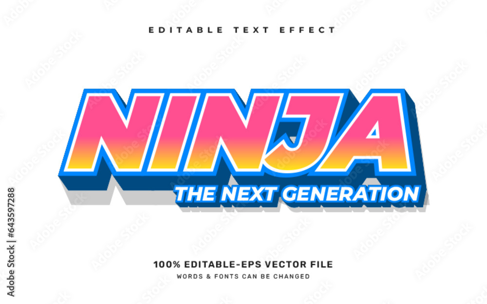 Obraz premium Ninja, the next generation editable text effect template
