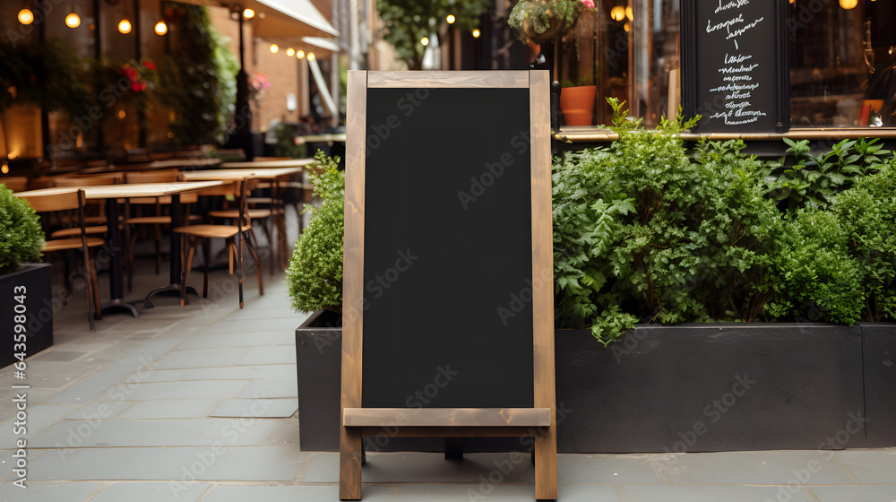 blank menu boards near the entrance to restaurant