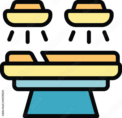 Emergency room surgery bed icon outline vector. Medical doctor. Patient care color flat