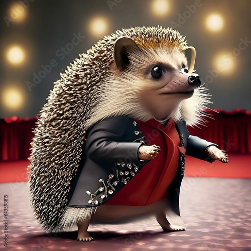 Hedgehog in stylish dress