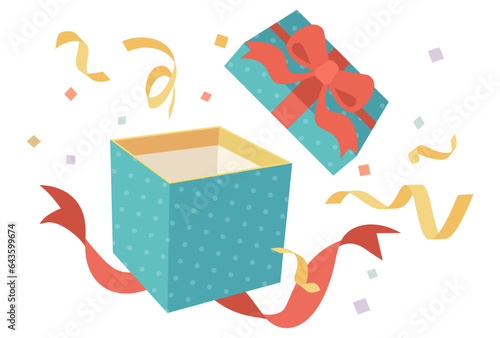 開いたプレゼントボックスのシンプルイラスト