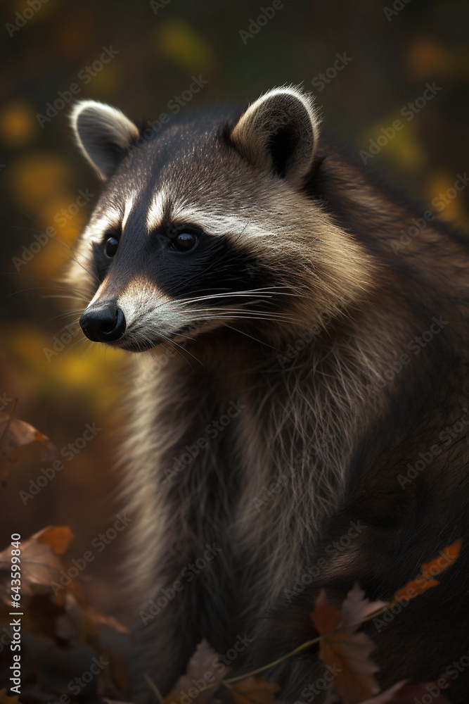 Close-up view of a raccoon generative AI Close-up view of a raccoon generative AI