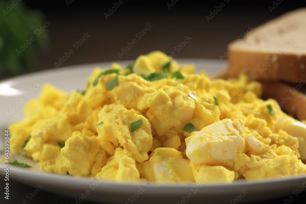 A plate of scrambled egg generative AI A plate of scrambled egg generative AI