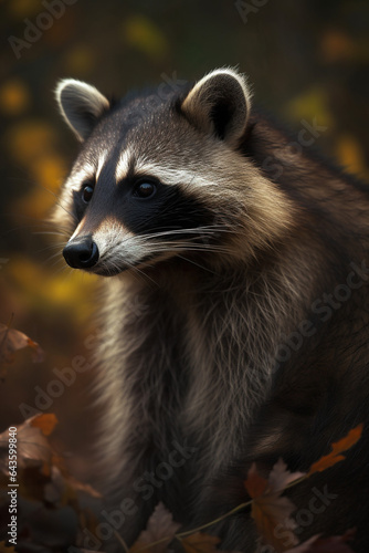Close-up view of a raccoon generative AI