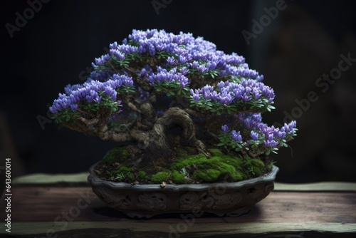 Pink Leaved Bonsai Tree in a Pot photo