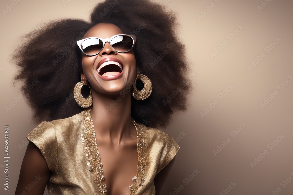 portrait of an elegant afro woman with sunglasses