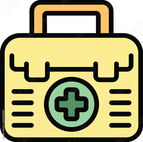 First aid kit icon outline vector. Medical patient. Clinic office color flat