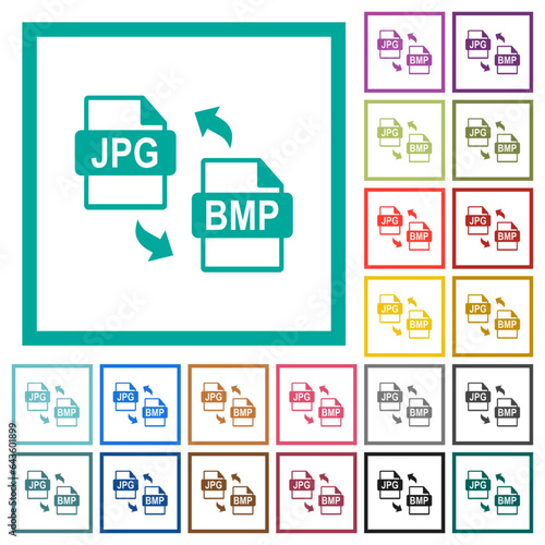 JPG BMP file conversion flat color icons with quadrant frames