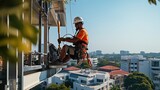 Aerial platform for workers who work at height on buildings