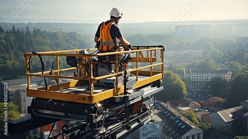 Aerial platform for workers who work at height on buildings photo