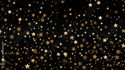Abstract dark background with golden little stars bokeh and glitter