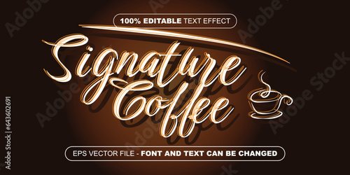 signature coffee editable text effect