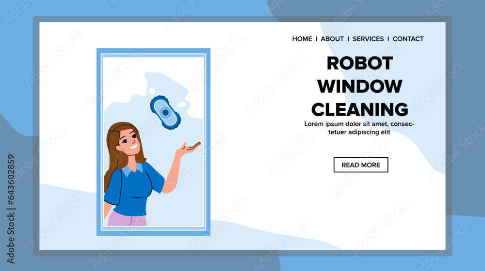 cleaner robot window cleaning vector. equipment automatic, brush modern, clean home cleaner robot window cleaning web flat cartoon illustration