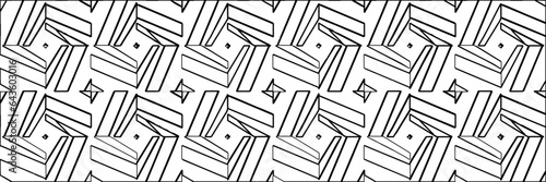 White background with striped shapes. Texture with figures from lines.Line shape design.Abstract background for web page, textures, card, poster, fabric, textile. Monochrome graphic repeating design.