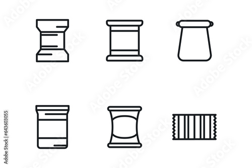 Snack pack icons set outline vector. 
