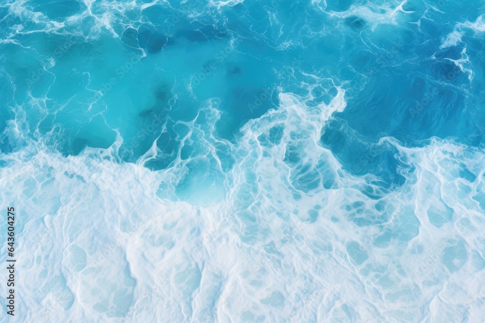 Aerial view of blue ocean water surface texture background. Top view.Generative AI - obrazy, fototapety, plakaty 