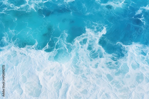 Aerial view of blue ocean water surface texture background. Top view.Generative AI © Songpol