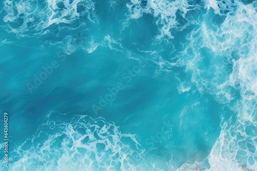 Aerial view of blue ocean water surface texture background. Top view.Generative AI © Songpol