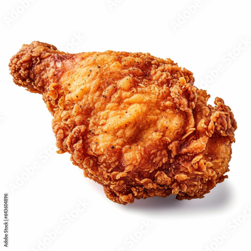 Isolated White Background Featuring Fried Chicken