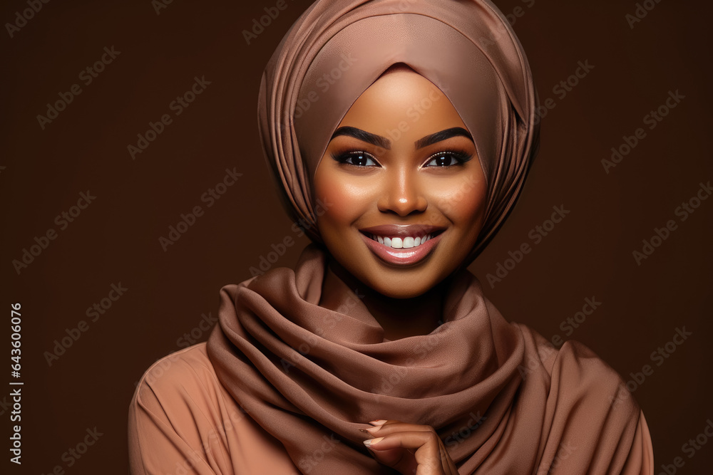 Beauty muslim woman in hijab smiling isolated in studio , Created with Generative Ai Technology Beauty muslim woman in hijab smiling isolated in studio , Created with Generative Ai Technology